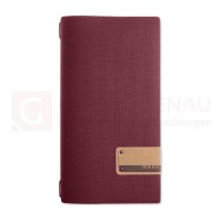 Speisekarte, Serie Jute, antibakterielles PVC, bordeaux, 4RE, Kordel rot, 1 Doppelfolie